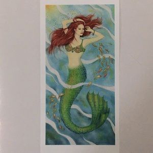 SIREN OF THE DEEP print features a beautiful mermaid among fishes.